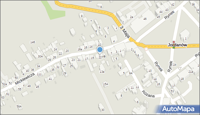 Jordanów, Mickiewicza Adama, 11, mapa Jordanów