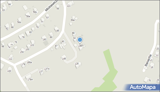 Jordanów, Mickiewicza Adama, 130, mapa Jordanów