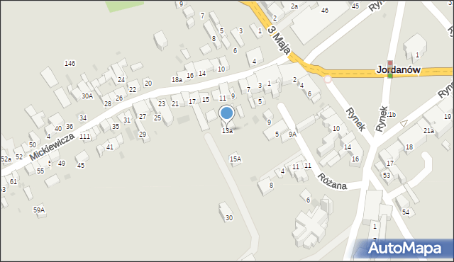 Jordanów, Mickiewicza Adama, 13a, mapa Jordanów