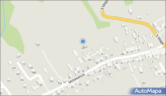 Jordanów, Mickiewicza Adama, 146, mapa Jordanów