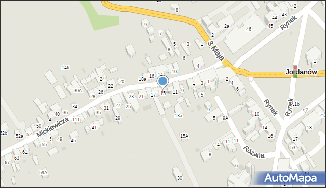 Jordanów, Mickiewicza Adama, 15, mapa Jordanów