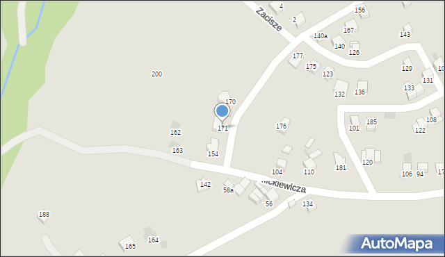 Jordanów, Mickiewicza Adama, 171, mapa Jordanów