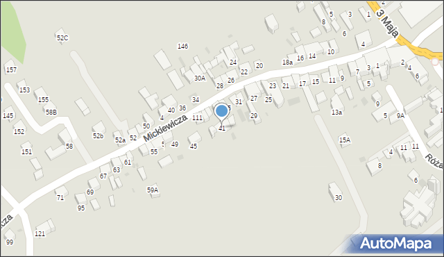 Jordanów, Mickiewicza Adama, 41, mapa Jordanów