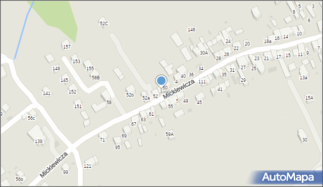 Jordanów, Mickiewicza Adama, 50A, mapa Jordanów