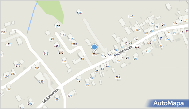 Jordanów, Mickiewicza Adama, 52b, mapa Jordanów