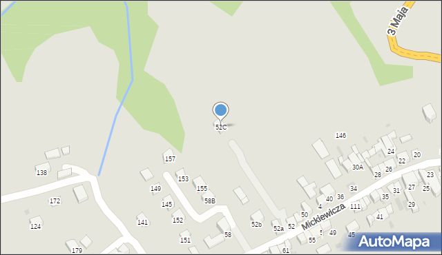 Jordanów, Mickiewicza Adama, 52C, mapa Jordanów