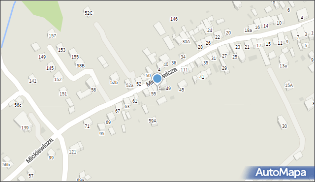 Jordanów, Mickiewicza Adama, 53, mapa Jordanów