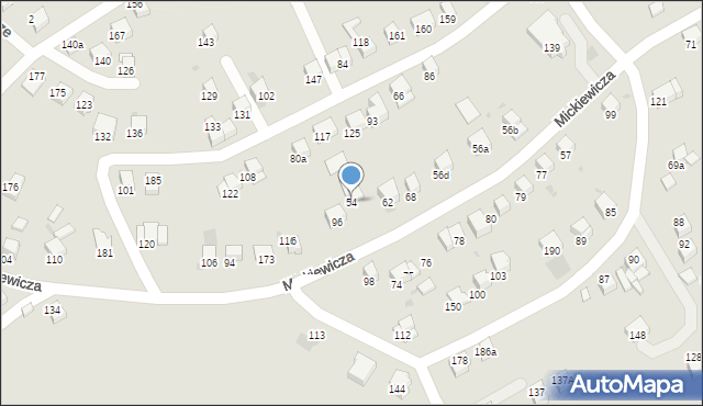 Jordanów, Mickiewicza Adama, 54, mapa Jordanów