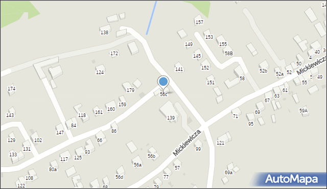 Jordanów, Mickiewicza Adama, 56c, mapa Jordanów