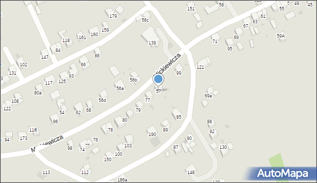 Jordanów, Mickiewicza Adama, 57, mapa Jordanów