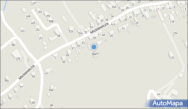 Jordanów, Mickiewicza Adama, 59A, mapa Jordanów