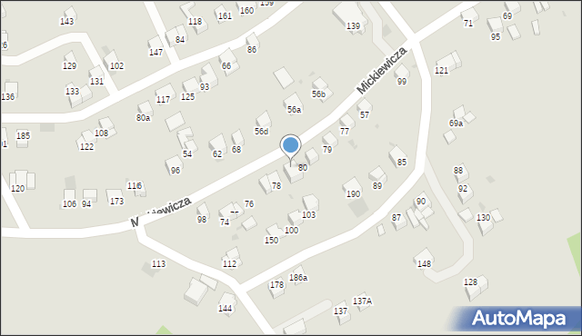 Jordanów, Mickiewicza Adama, 81a, mapa Jordanów