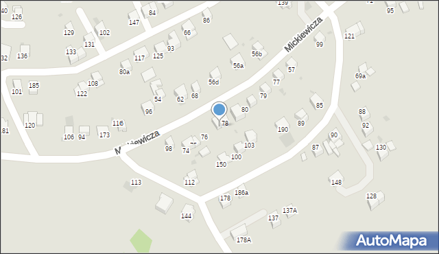 Jordanów, Mickiewicza Adama, 91, mapa Jordanów