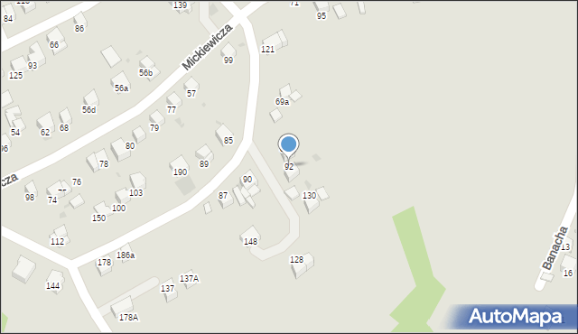 Jordanów, Mickiewicza Adama, 92, mapa Jordanów