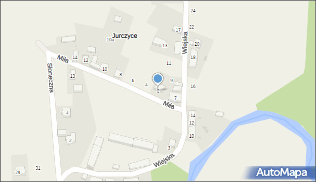 Jurczyce, Miła, 2, mapa Jurczyce