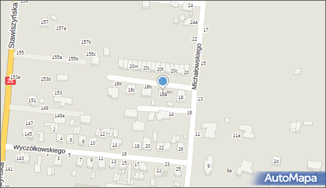 Kalisz, Michałowskiego Piotra, 18a, mapa Kalisza