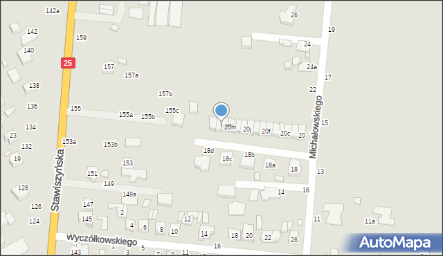 Kalisz, Michałowskiego Piotra, 20n, mapa Kalisza