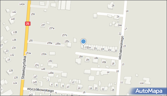 Kalisz, Michałowskiego Piotra, 20p, mapa Kalisza