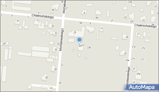 Kalisz, Michałowskiego Piotra, 23a, mapa Kalisza