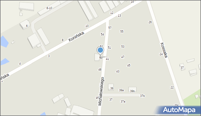 Kalisz, Michałowskiego Piotra, 50, mapa Kalisza