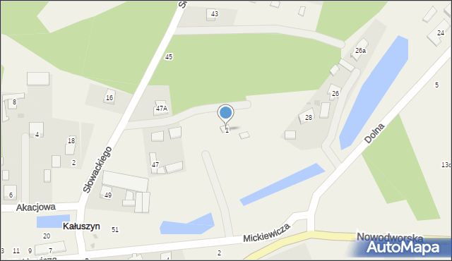 Kałuszyn, Mickiewicza Adama, 1, mapa Kałuszyn