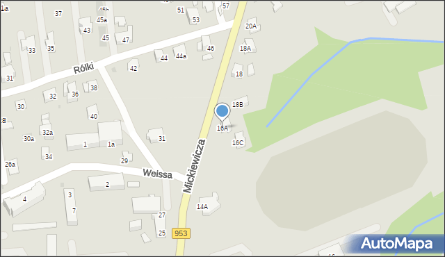 Kalwaria Zebrzydowska, Mickiewicza Adama, 16A, mapa Kalwaria Zebrzydowska