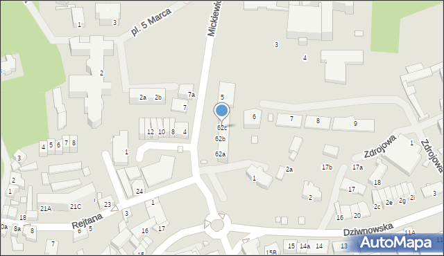 Kamień Pomorski, Mickiewicza Adama, 62c, mapa Kamień Pomorski