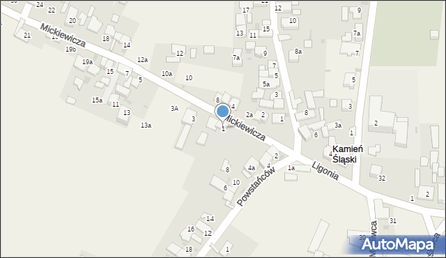 Kamień Śląski, Mickiewicza Adama, 1, mapa Kamień Śląski