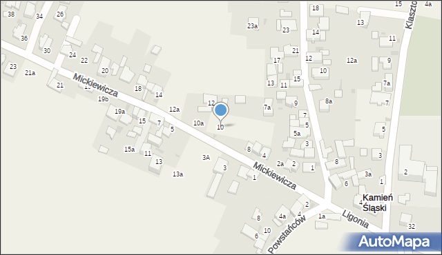Kamień Śląski, Mickiewicza Adama, 10, mapa Kamień Śląski