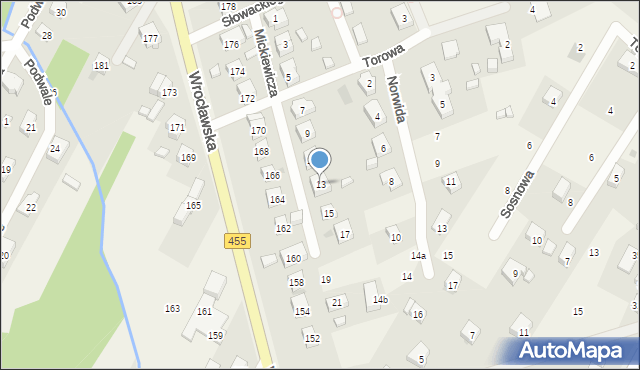 Kamieniec Wrocławski, Mickiewicza Adama, 13, mapa Kamieniec Wrocławski