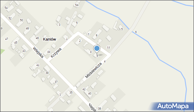 Kaniów, Mickiewicza Adama, 3, mapa Kaniów