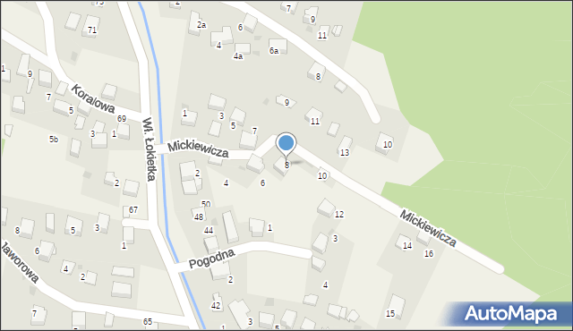 Karniowice, Mickiewicza Adama, 8, mapa Karniowice