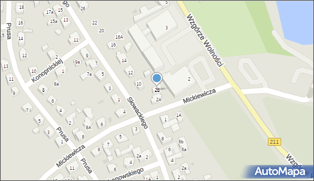 Kartuzy, Mickiewicza Adama, 2B, mapa Kartuzy