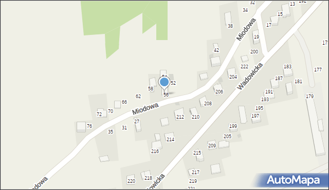 Kaszów, Miodowa, 56, mapa Kaszów