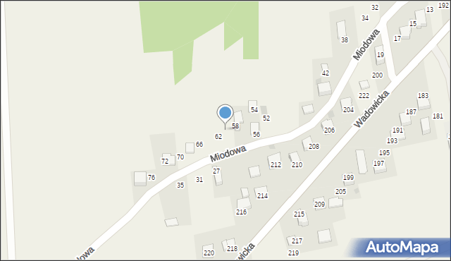 Kaszów, Miodowa, 60, mapa Kaszów