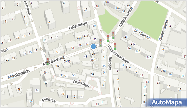 Katowice, Mikołowska, 46, mapa Katowic