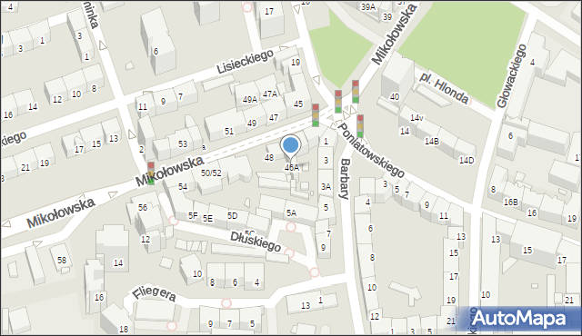 Katowice, Mikołowska, 46A, mapa Katowic