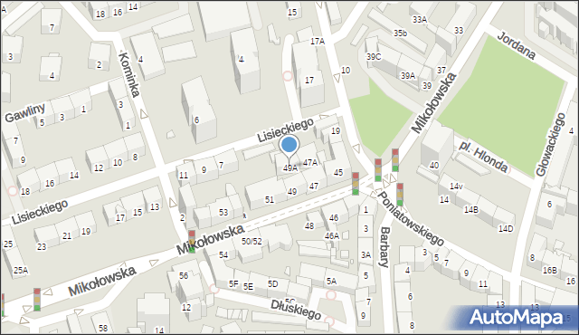 Katowice, Mikołowska, 49A, mapa Katowic