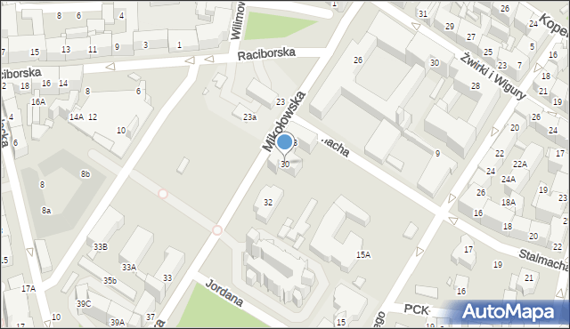 Katowice, Mikołowska, 30, mapa Katowic