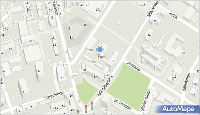 Katowice, Mikołowska, 33A, mapa Katowic
