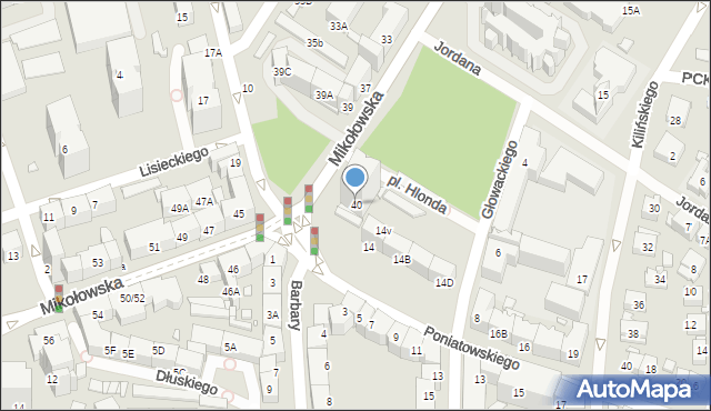 Katowice, Mikołowska, 40, mapa Katowic