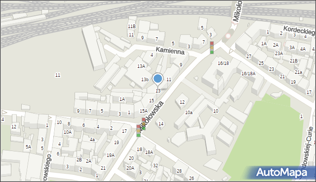 Katowice, Mikołowska, 13, mapa Katowic
