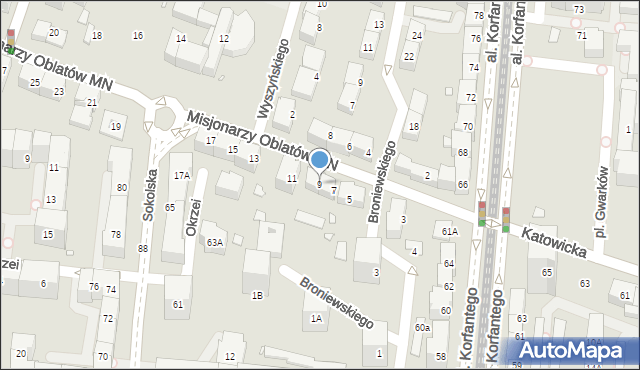 Katowice, Misjonarzy Oblatów MN, 9, mapa Katowic