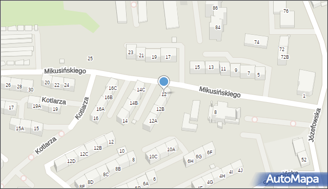 Katowice, Mikusińskiego Jana, prof., 12, mapa Katowic