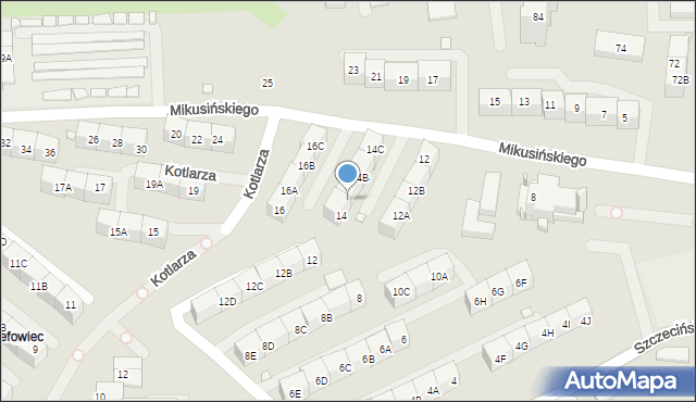 Katowice, Mikusińskiego Jana, prof., 14A, mapa Katowic