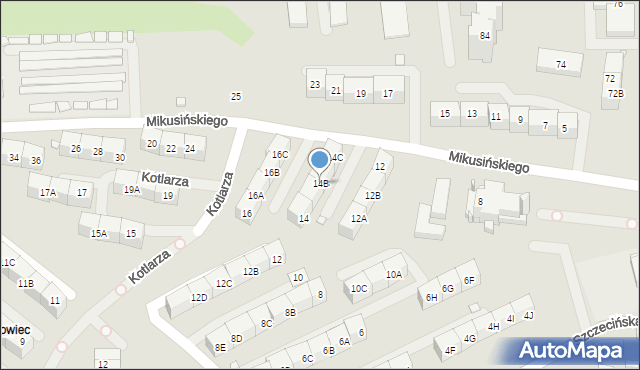 Katowice, Mikusińskiego Jana, prof., 14B, mapa Katowic
