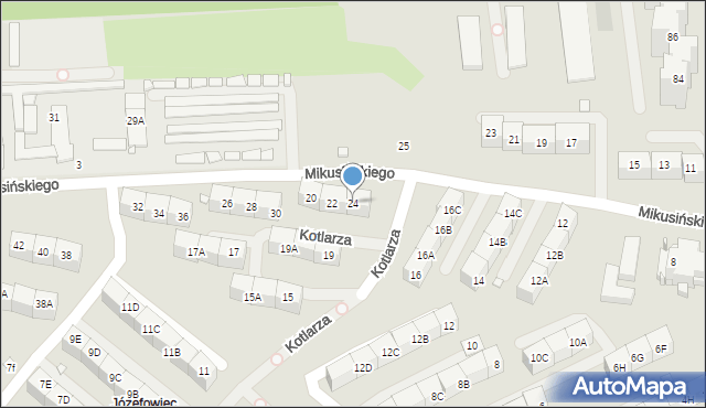Katowice, Mikusińskiego Jana, prof., 24, mapa Katowic