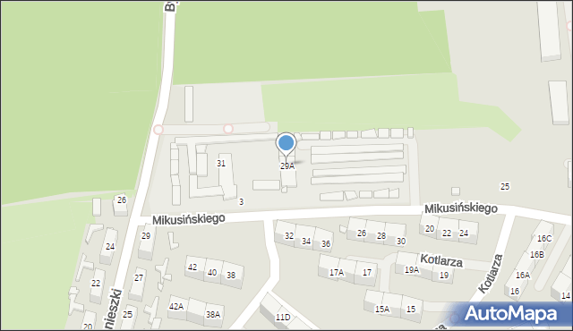 Katowice, Mikusińskiego Jana, prof., 29A, mapa Katowic