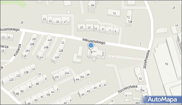 Katowice, Mikusińskiego Jana, prof., 8, mapa Katowic