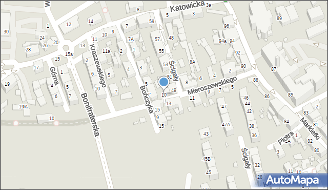 Katowice, Mieroszewskiego Krzysztofa, 10, mapa Katowic